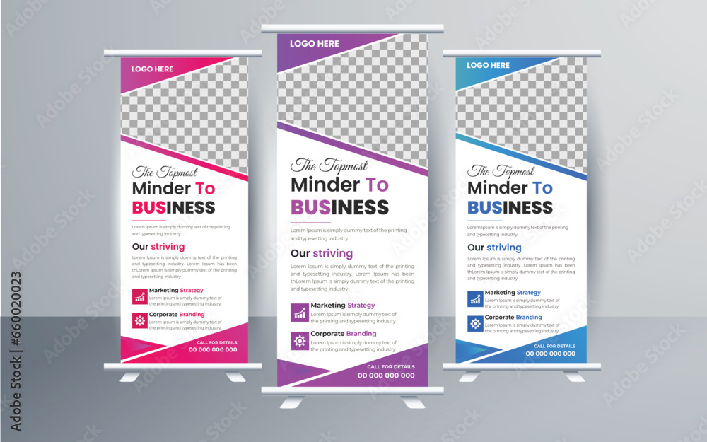  Business Roll Up. roll up design modern x-banner and flag-banner.
Modern business agency stands roll up banner design stands.Presentation and Brochure Flyer.. - obrazy, fototapety, plakaty 