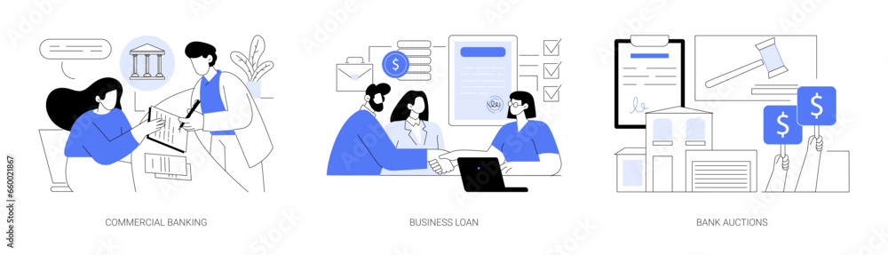 Bank services for business isolated cartoon vector illustrations se