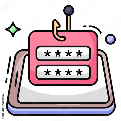 An editable design icon of password phishing