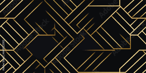 Luxury Black gold background pattern seamless geometric line stripe chevron square zigzag abstract design vector. Christmas background.