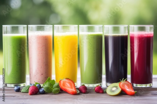 collection of colorful smoothies  reflecting healthy eating habits