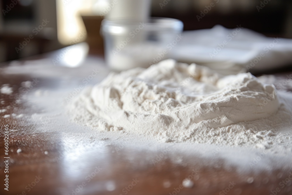 raw dough on a floured kitchen countertop raw dough on a floured kitchen countertop