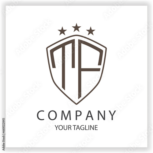 Tableau sur toile TF Logo monogram with shield shape isolated black colors on outline design templ