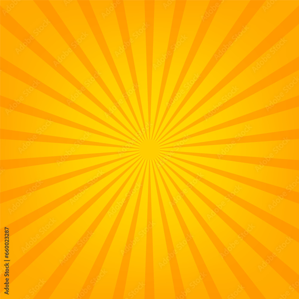 Sunburst background. Orange background with radial lines for retro illustration in pop art style. Vintage background for comic superhero text, speech bubble, message. Vector illustration Sunburst background. Orange background with radial lines for retro illustration in pop art style. Vintage background for comic superhero text, speech bubble, message. Vector illustration