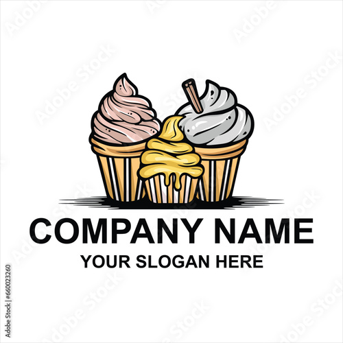 cup cakes logo vector