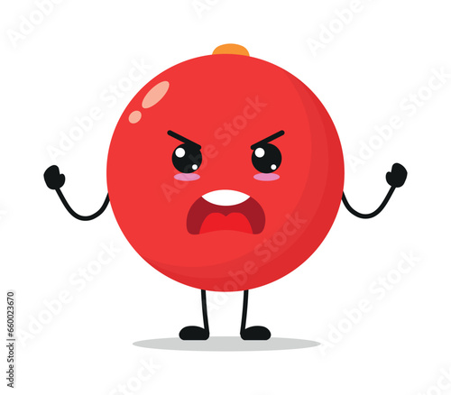 Cute furious cranberry character. Temperament fruit cartoon emoticon in flat style. closet vector illustration