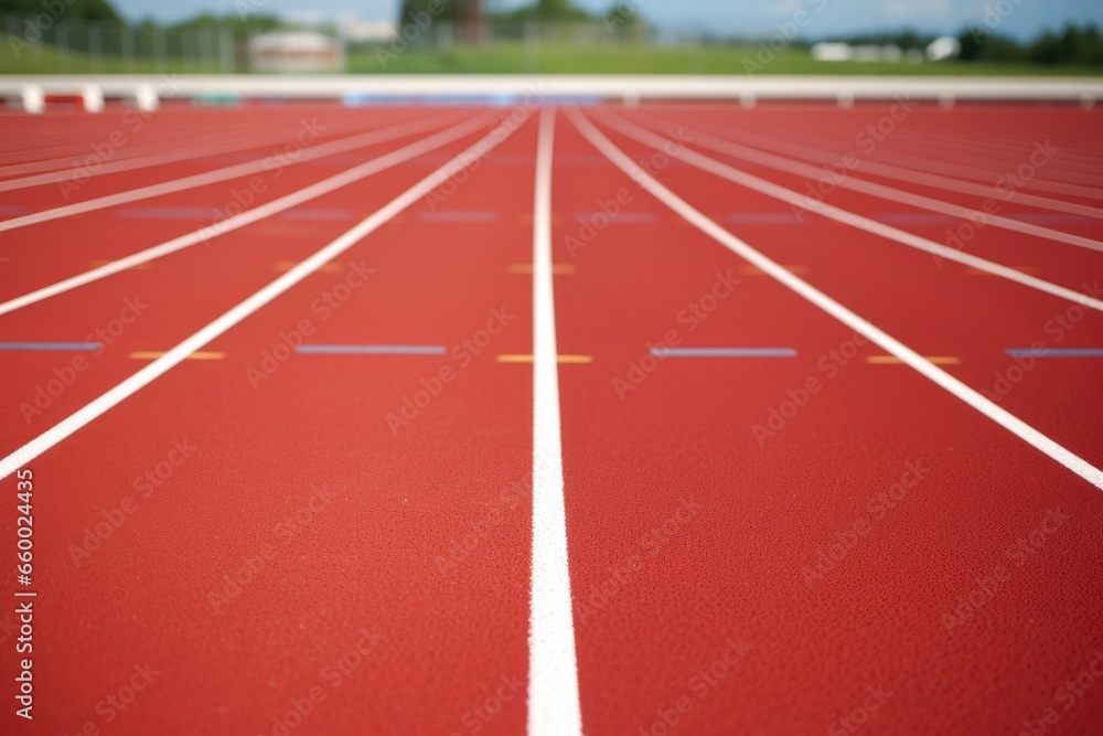 a running track, zoomed in on starting blocks