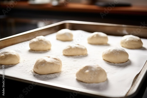 freshly kneaded bread dough on a baking sheet