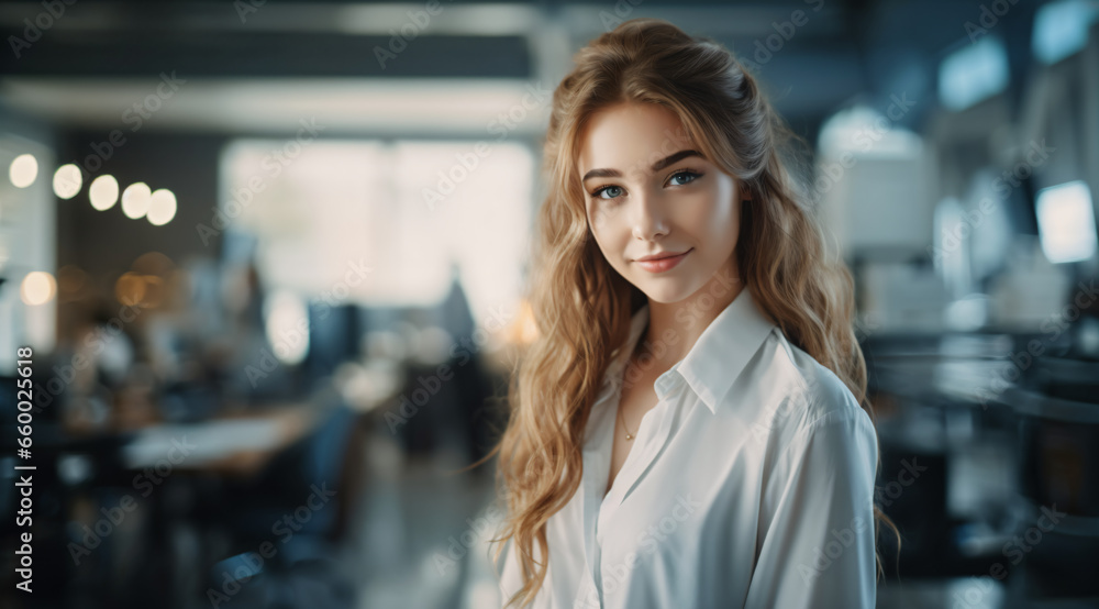 Portrait of a pretty young woman.business woman indoor photo. in office,business person,pretty young girl