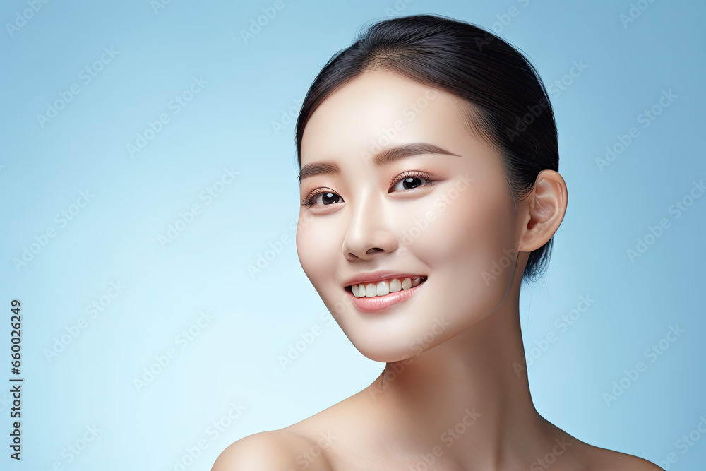Woman with beauty face touching healthy facial skin portrait Woman with beauty face touching healthy facial skin portrait