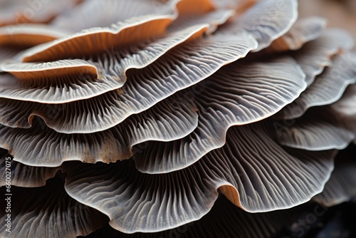 closeup of portabella mushroom gills photo