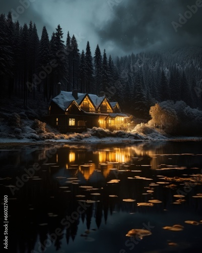 home glows across lake © Quintes