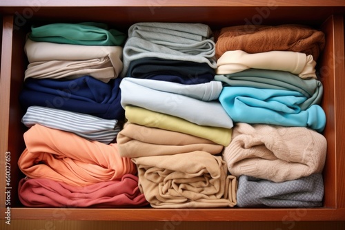 few neatly folded clothes in a drawer
