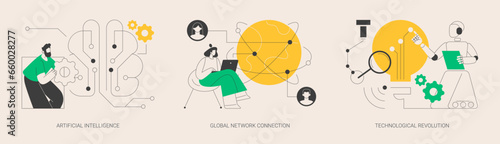 Information era abstract concept vector illustrations.