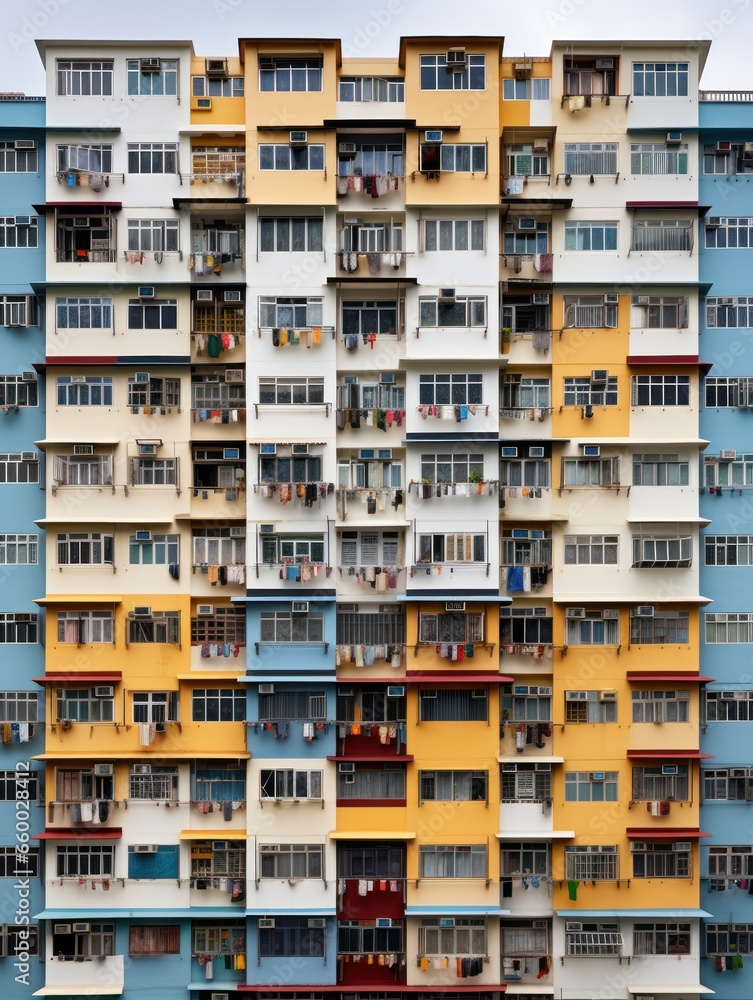 residencial buildings facades in hong kong