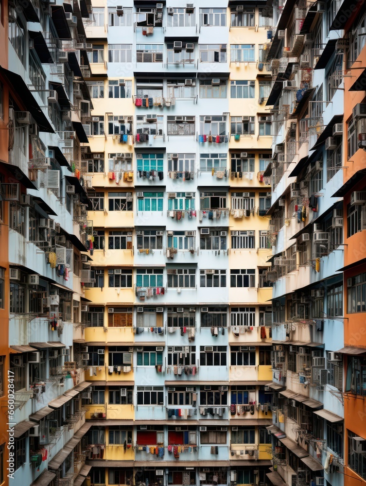 residencial buildings facades in hong kong