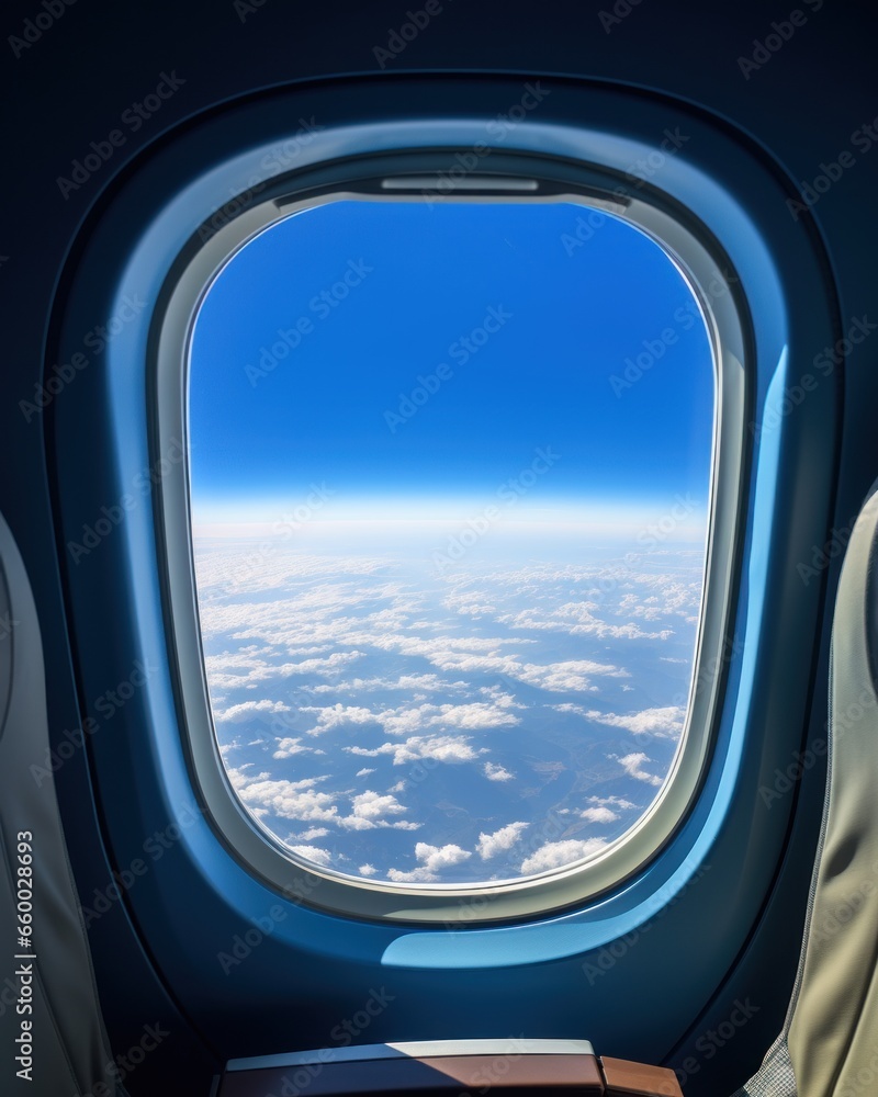 sky view through an aircraft window