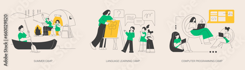 Summer camp abstract concept vector illustrations.