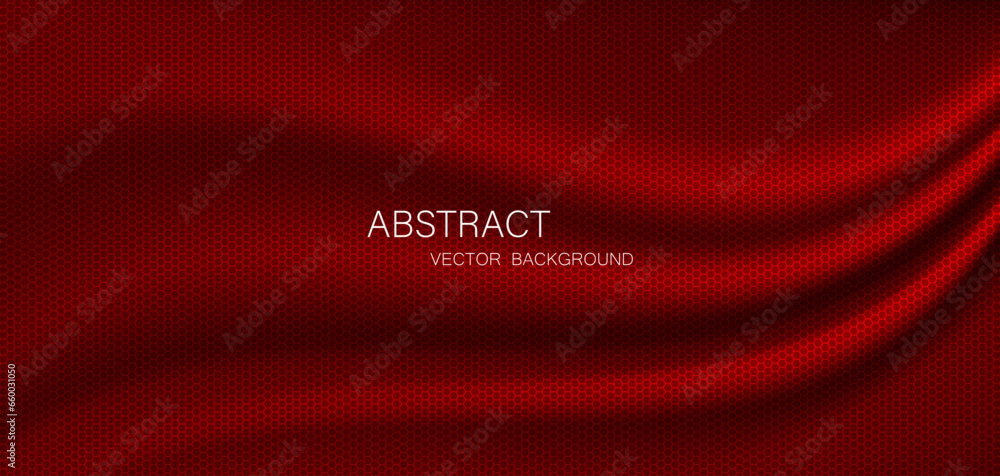 Abstract background, fabric waves or wavy lines, red silk or textiles for background. Elegant red background or dark wallpaper.	 - obrazy, fototapety, plakaty 