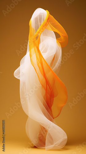 Ethereal Elegance: The Dance of Fabric and Light,orange and white silk