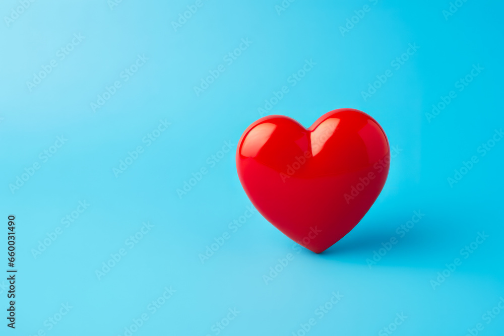 Red Heart on Blue Background with Space for Text, Health Insurance Concept Red Heart on Blue Background with Space for Text, Health Insurance Concept