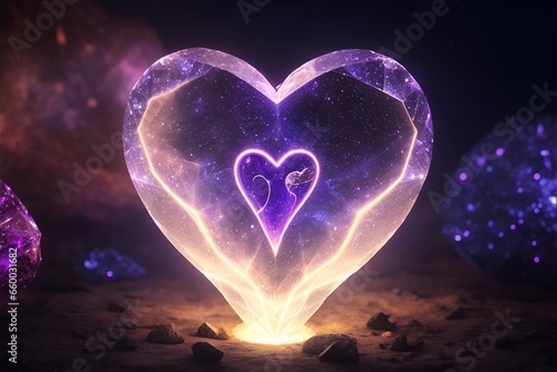 A glowing heart shape abstract background