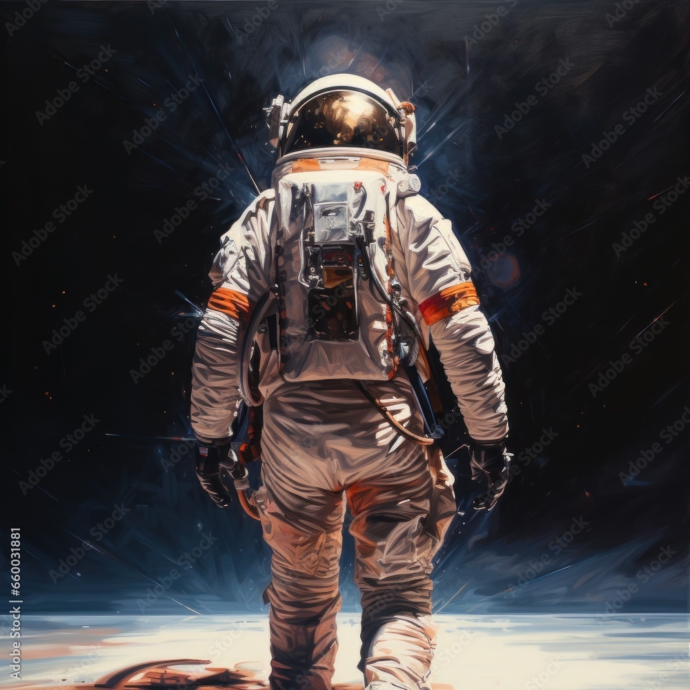 Fototapeta premium astronaut being illuminated while visiting space