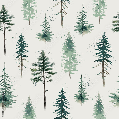 Seamless Forest Pattern In Watercolor Style