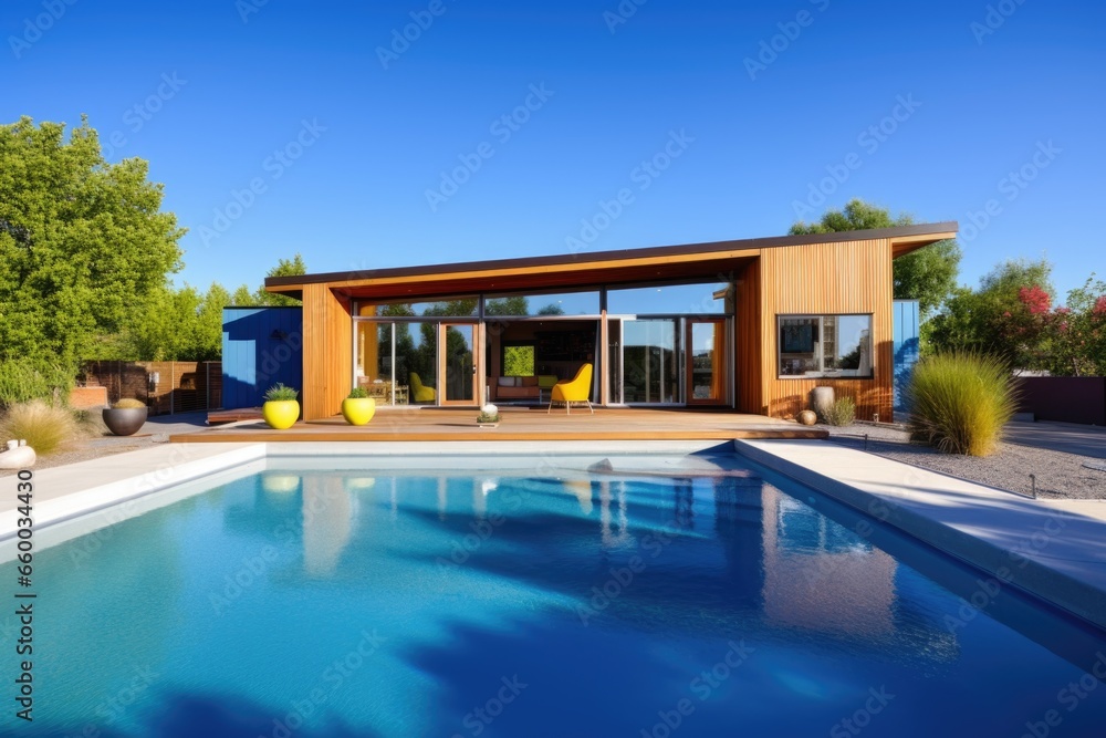 Fototapeta premium a modern second home under a clear blue sky
