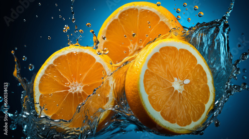 Citrus Explosion  Vibrant Image Capturing the Collision of Succulent Oranges