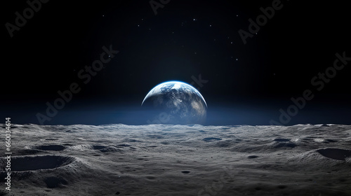 Crescent Earth Seen From The Moon's Surface Elements