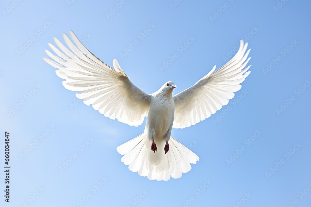 Obraz premium a white peace dove flying against a clear sky