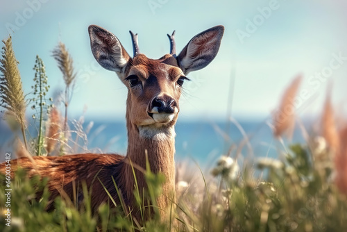 Gentle Gaze  A Deer Amidst the Wilderness deer in the grass deer in the wild