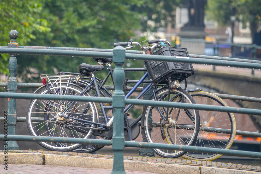 Pair of Bicycles on the Amsterdam Bridge