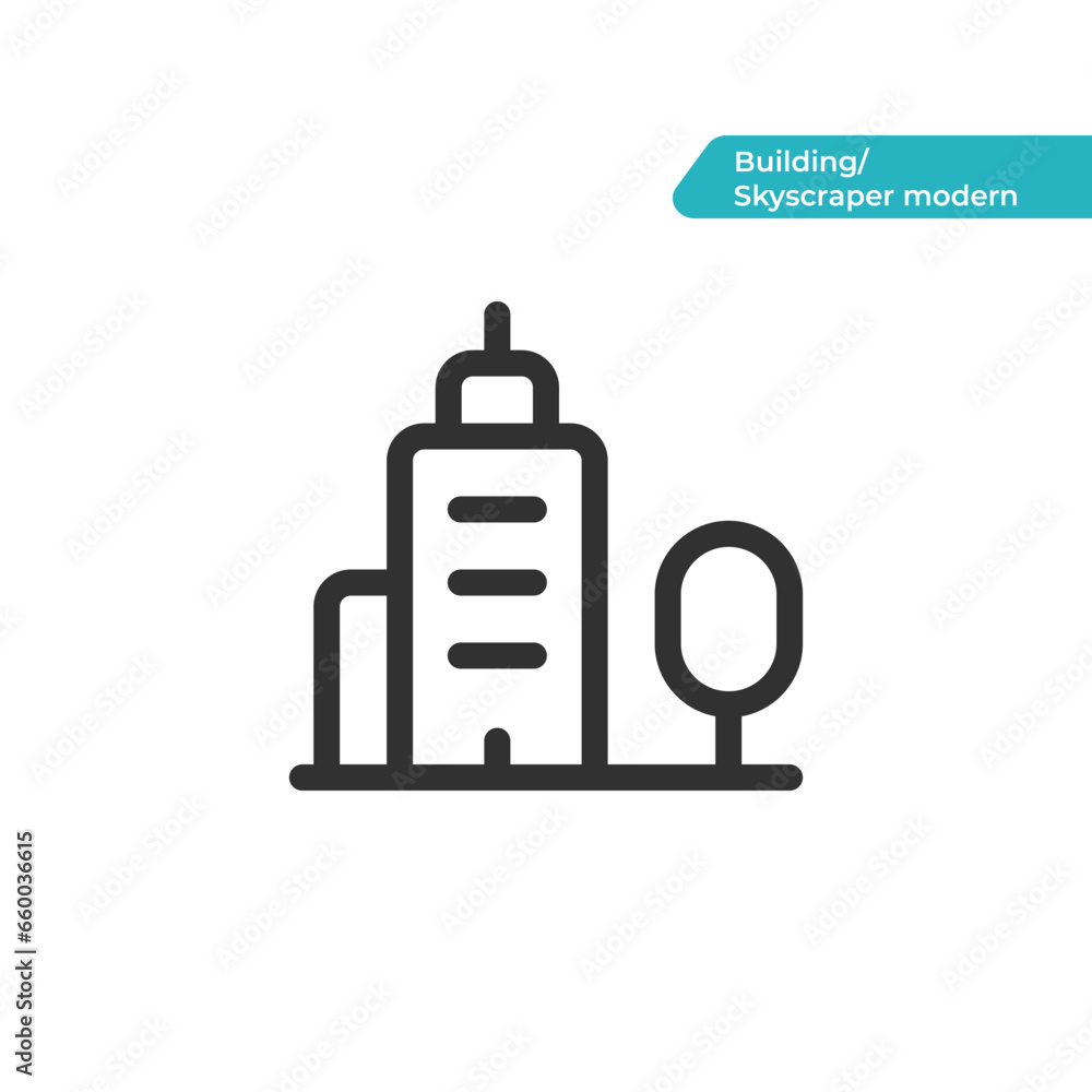 Skyscraper modern. Building icon. Modern, simple flat vector illustration for web site or mobile app Skyscraper modern. Building icon. Modern, simple flat vector illustration for web site or mobile app
