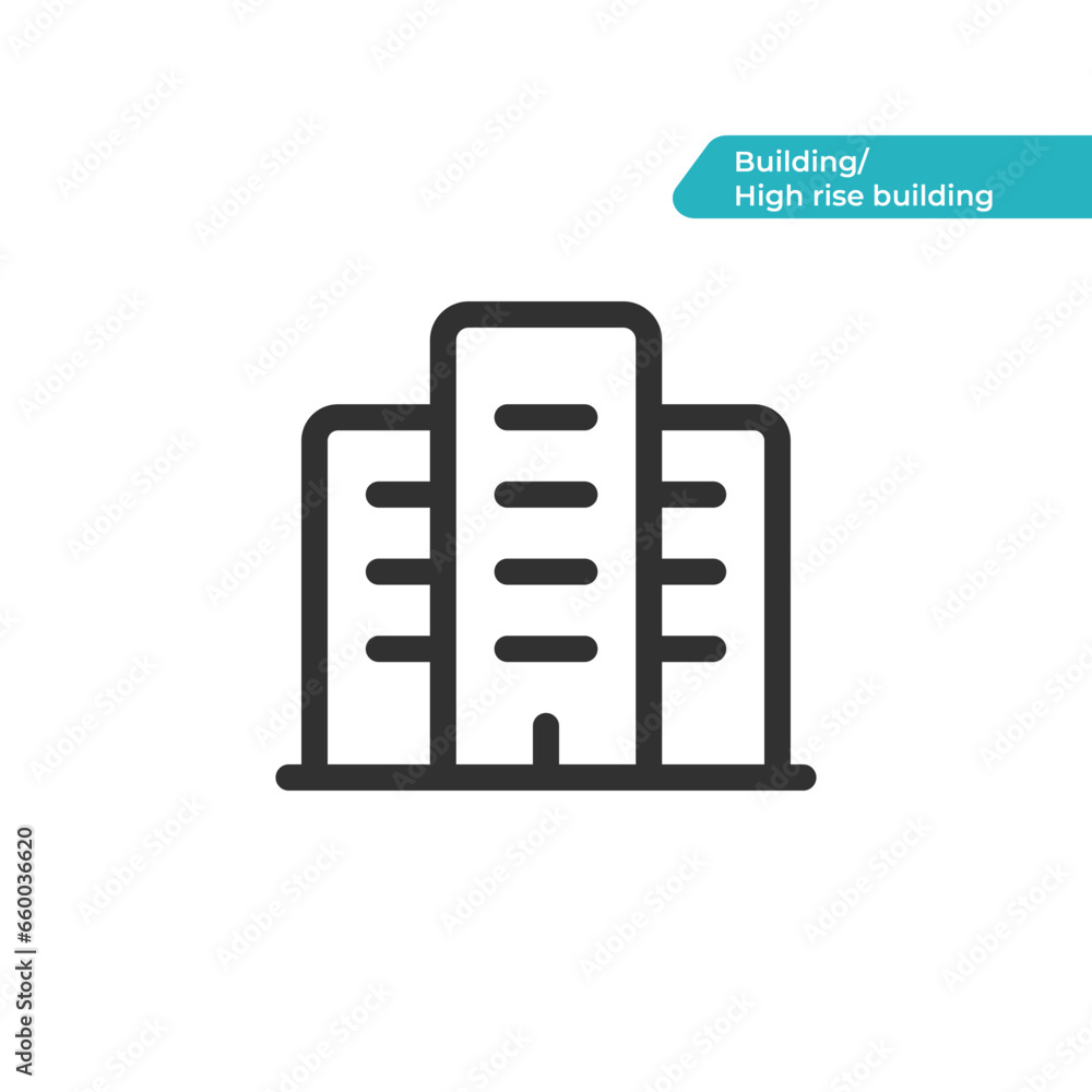 High rise building. Building icon. Modern, simple flat vector illustration for web site or mobile app High rise building. Building icon. Modern, simple flat vector illustration for web site or mobile app
