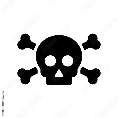 Human skull and crossbones. Death, danger or poison symbol. Flat style concept vector illustration icon for signs, apps, and websites isolated on white background