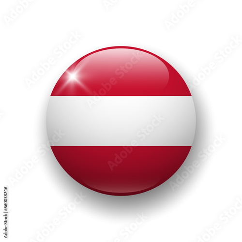Free Download Realistic glossy button with flag of Austria. 3d vector element with shadow underneath. Best for mobile apps, UI and web design. - GFXLoad