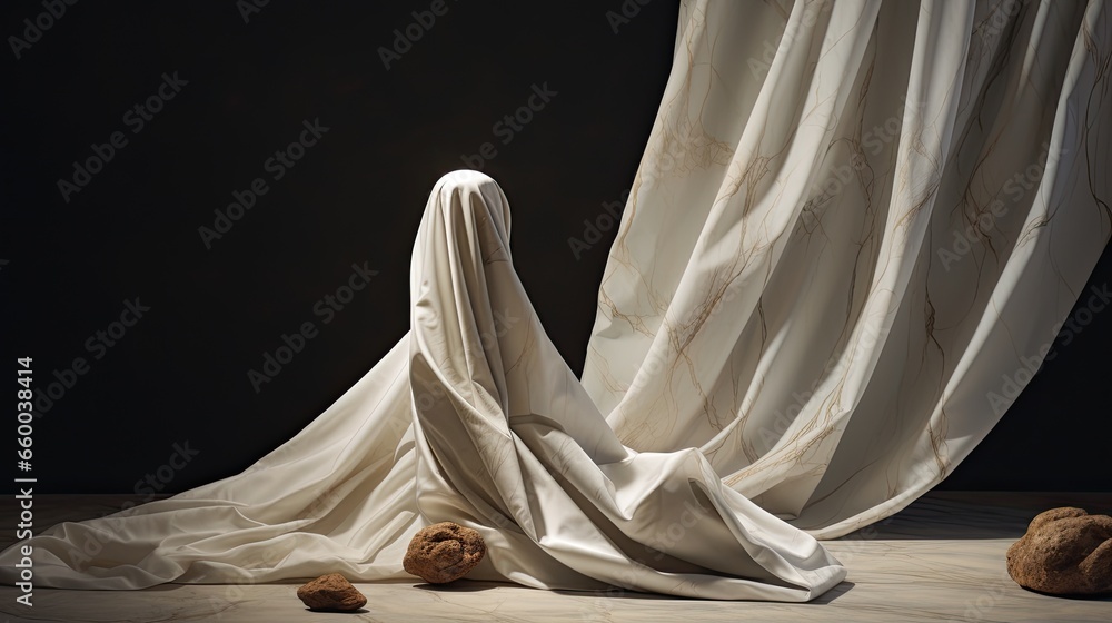 Marble Slab with Fabric Drape Shadow Marble Slab with Fabric Drape Shadow