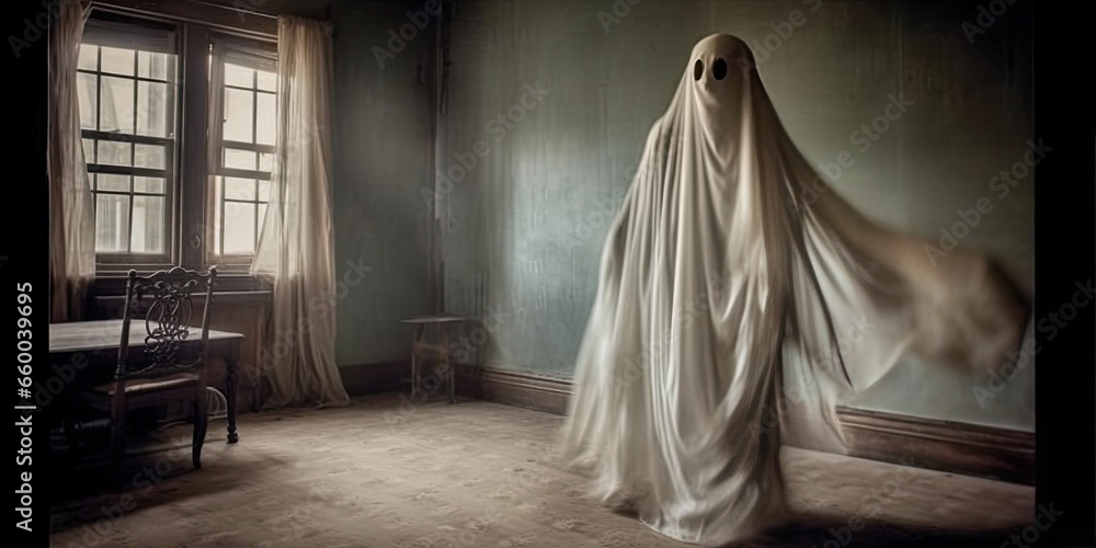 Halloween scene with ghost Halloween scene with ghost