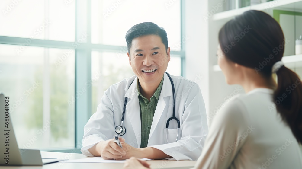patient consult with doctor in uniform in hospital patient consult with doctor in uniform in hospital