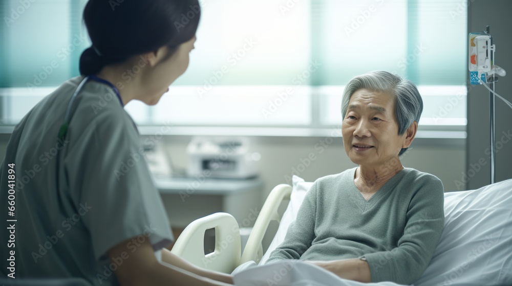 patient consult with doctor in uniform in hospital