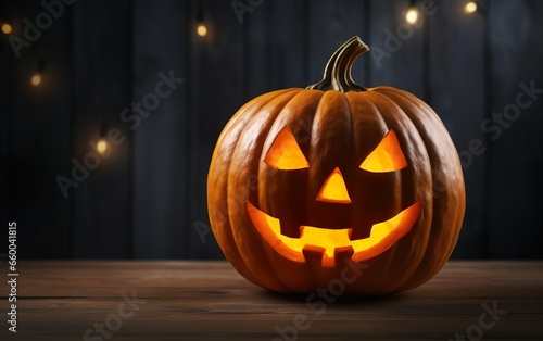 Spooky realistic pumpkin for halloween on a dark background
