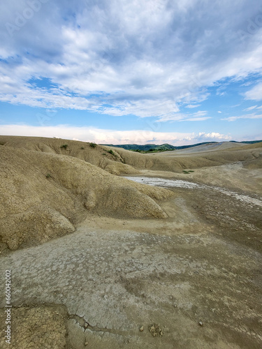 Landscape at active mud volcanoes of Berca, Vulcanii noroiosi near Berca, Buzau, Wallachia, Romania