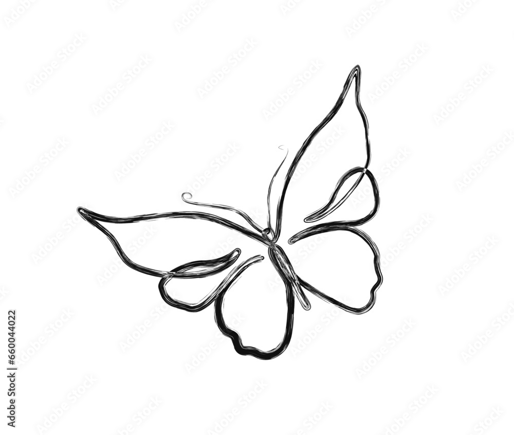 Minimal Butterfly illustration. Simple butterfly draw in stylized ink brush drawing vector design. Minimal Butterfly illustration. Simple butterfly draw in stylized ink brush drawing vector design.