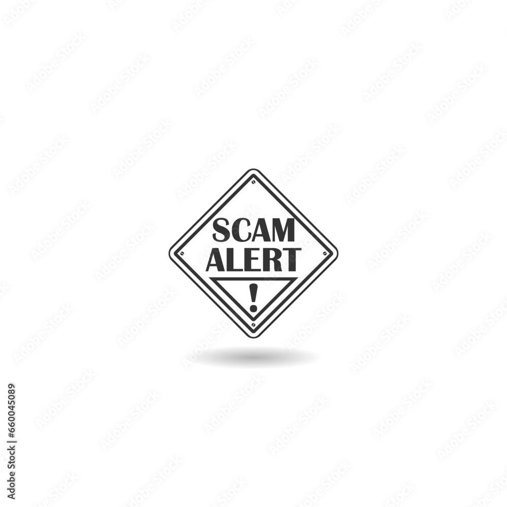 Scam alert sign icon with shadow Scam alert sign icon with shadow