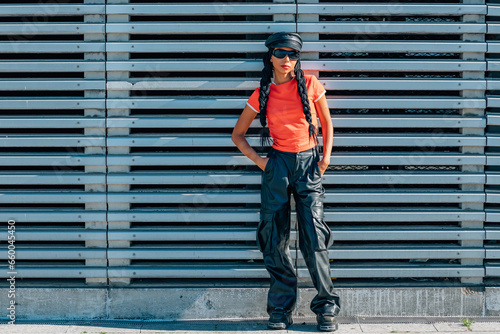 urban girl with sunglasses on the street
