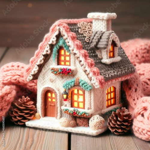 Alternative Energy Idea. beautiful knitted house. ai generative © Igor
