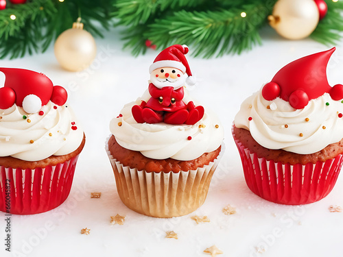 Christmas celebration with delicious cupcake 