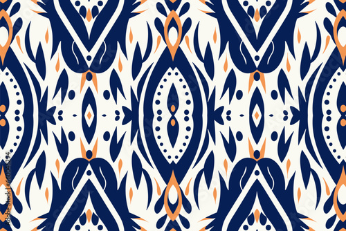 Egyptian Ikat seamless pattern, Precise abstract repetitive tribal design. For fabric textile wallpaper background backdrop.